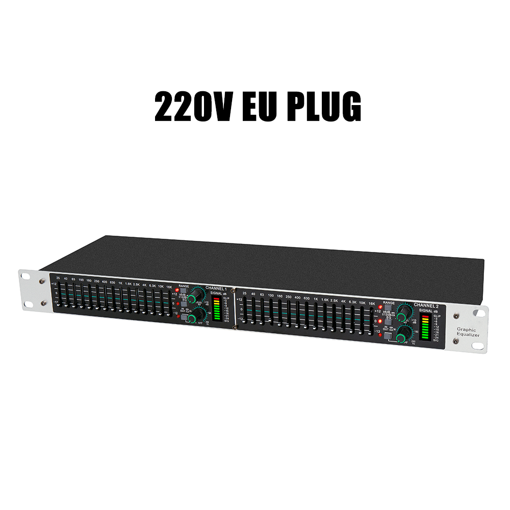 Audio Music Mixer - Eq215 デュアル15バンドグラフィックイコライザー アクティブバランスデジタルオーディオサウンドプロセッサー プロフェッショナルステージKtvイコライザー