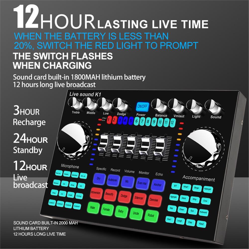 Audio Music Mixer - ライブサウンドカード ポータブル インターネットセレブサウンドカード オーディオミキサー DJ機器 音響効果プロセッサー