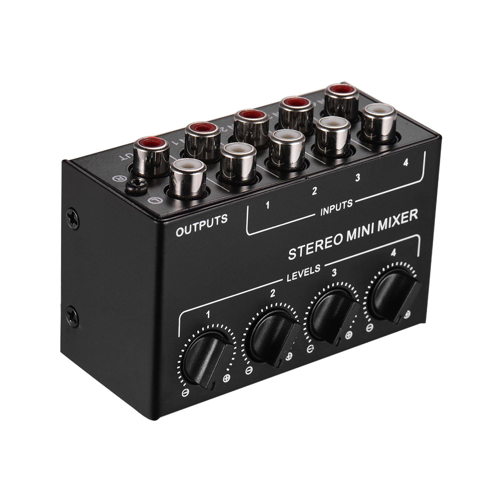 Audio Mixer 4 Channel - コンパクトサウンドミキサー - ライブパフォーマンスや録音用のポータブル4チャンネルオーディオミキサー