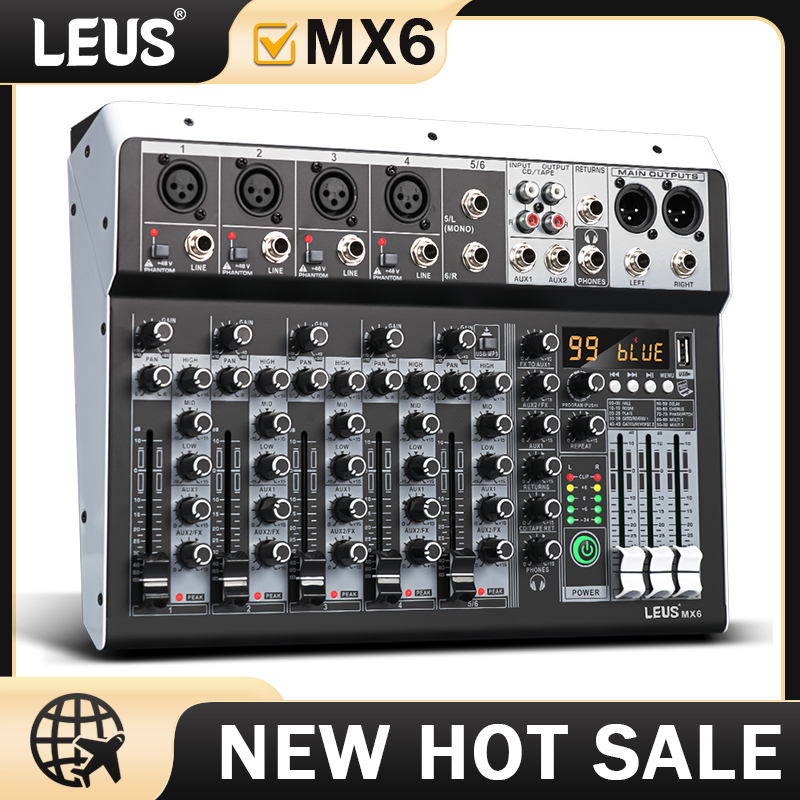 Audio Music Mixer - LEUS MX6 チャンネル 99 DSP エフェクトオーディオミキサーレコード