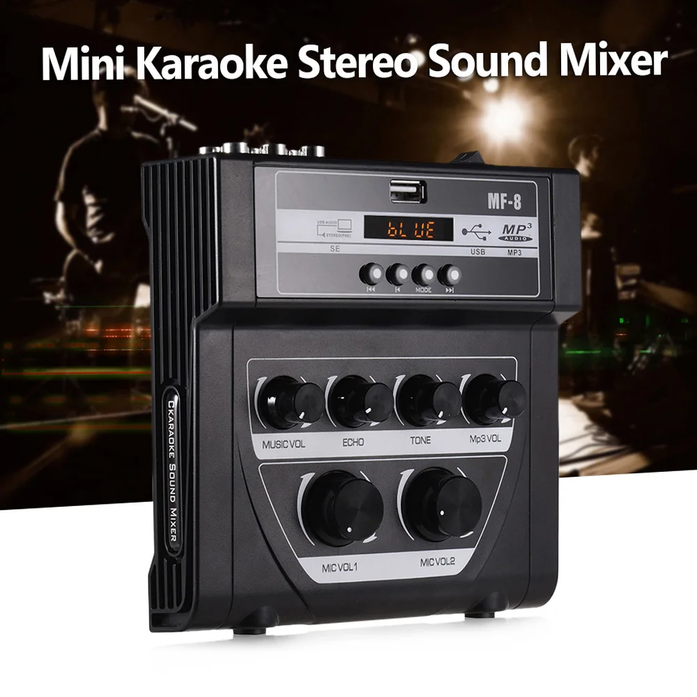 Audio Music Mixer - ミニカラオケサウンドオーディオミキサーステレオエコーミキサーデュアルマイク入力サポートBT録音MP3テレビPCスマートフォンアンプ用
