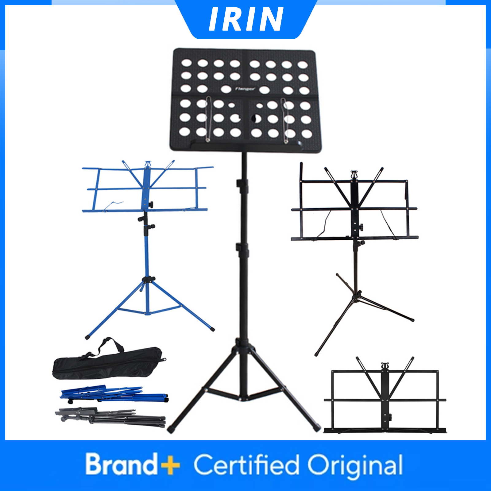 Music Stand Folding - IRIN 折りたたみ式楽譜スタンド ステンレス鋼三脚スタンドホルダー バッグ付き 高さ調節可能なデスクトップスタンドアクセサリー