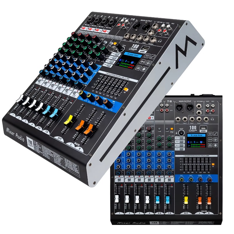 Audio Music Mixer - GAX-HLM80 グリーンオーディオ 8チャンネルオーディオミキサー（内蔵エフェクト、音楽コントロールパネル付き）