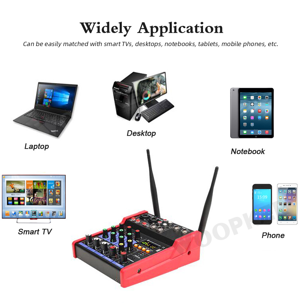 Wopker-オーディオミキサー,Bluetooth, US - Audio Mixer 4 Channel のレビューと価格