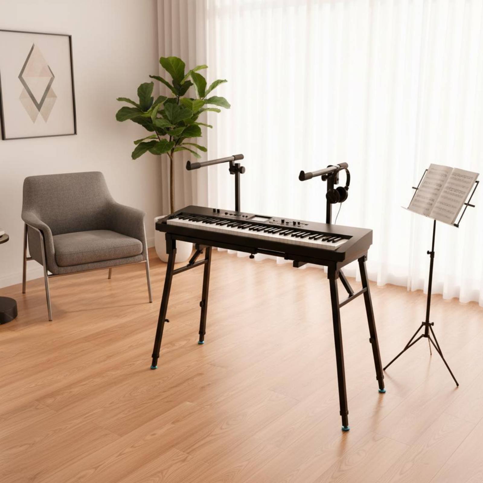 折りたたみキーボードスタンド ポータブル 調節可能なキーボー - Music Stand Folding のレビューと価格