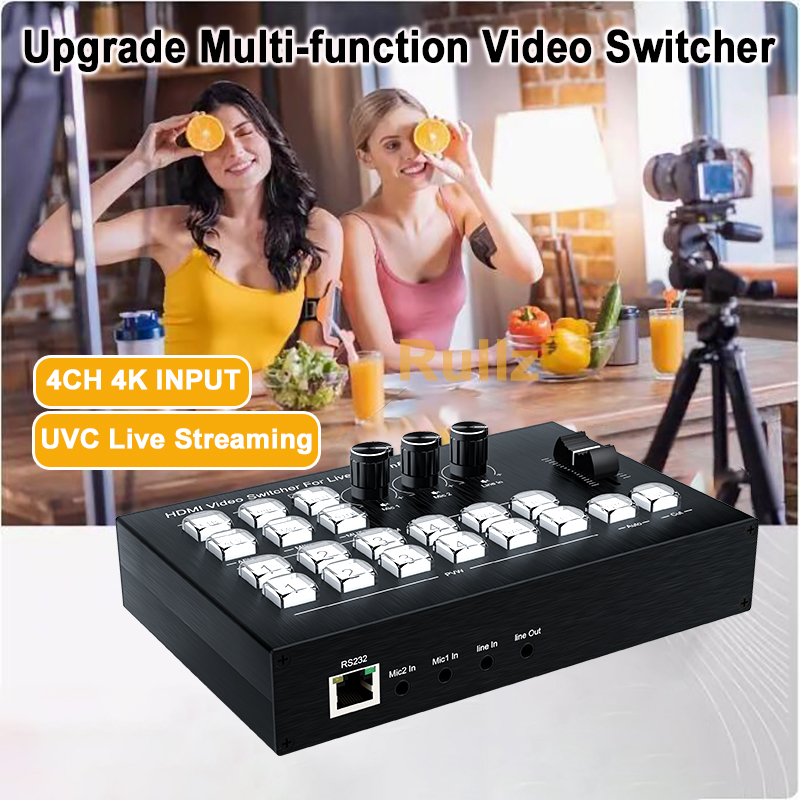 1080P 4チャンネルHDMIビデオミキサースイッチャー、 - Audio Mixer 4 Channel のレビューと価格