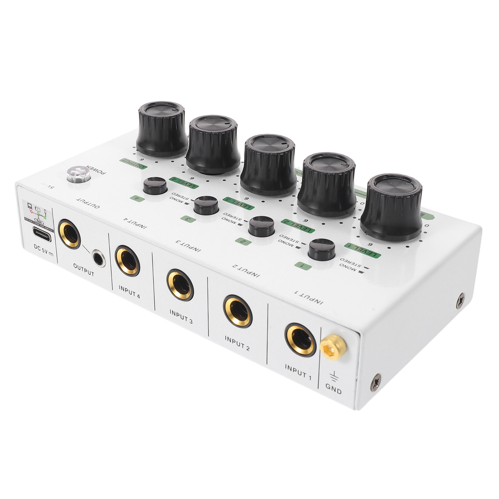 4チャンネルコンパクトオーディオミキサー ホワイト プロ仕様 - Audio Mixer 4 Channel のレビューと価格