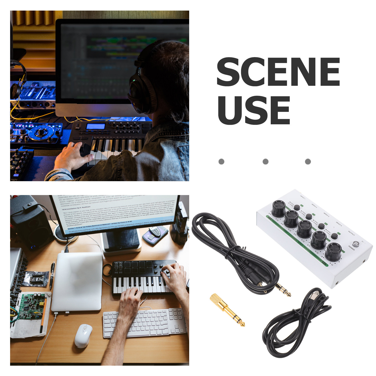 4チャンネルコンパクトオーディオミキサー ホワイト プロ仕様 - Audio Mixer 4 Channel のレビューと価格
