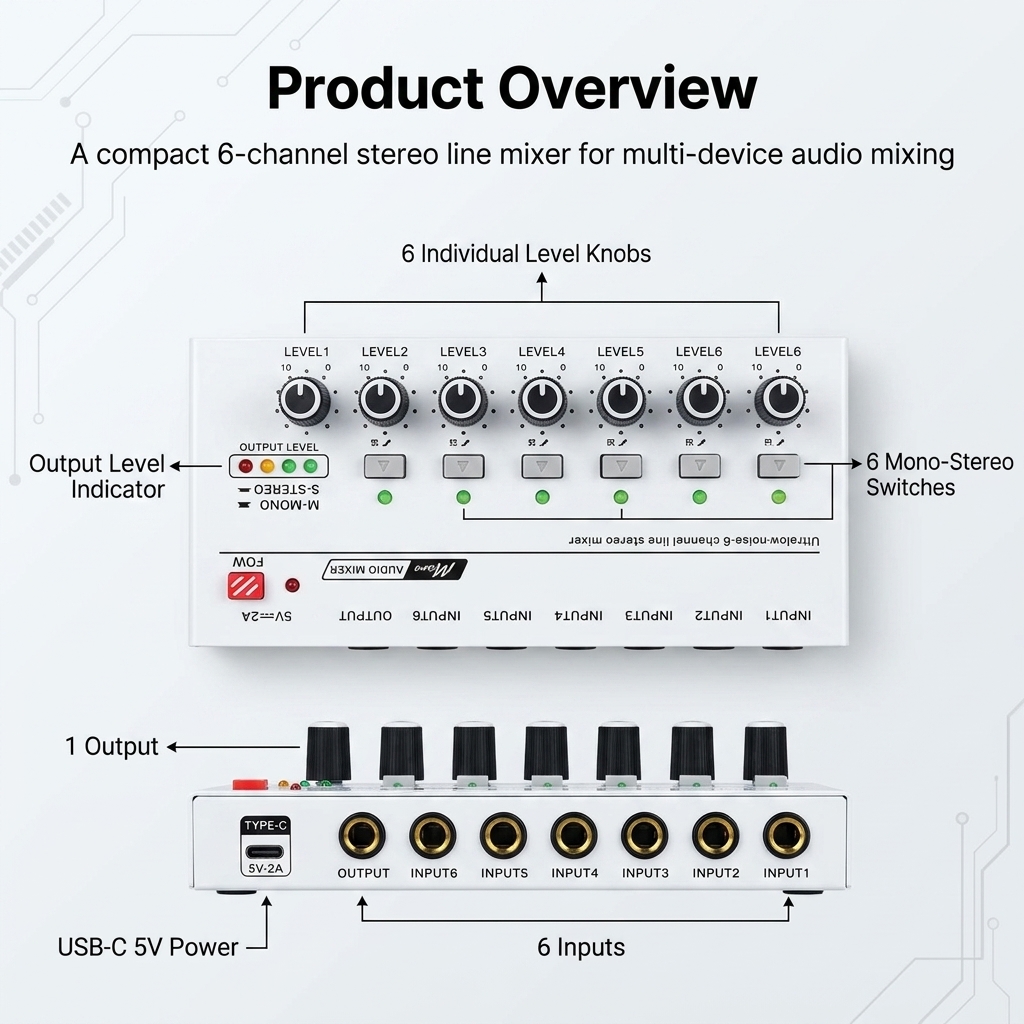 ポータブル超低ノイズラインサウンドミキサー 4/6/8 チャ - Audio Mixer 4 Channel のレビューと価格