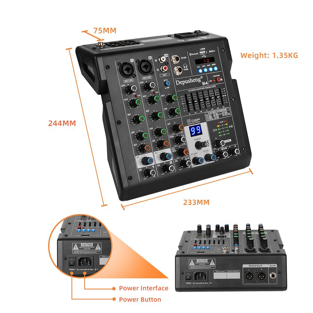 4 チャンネルオーディオミキサーオーディオインターフェイス  - Audio Mixer 4 Channel のレビューと価格