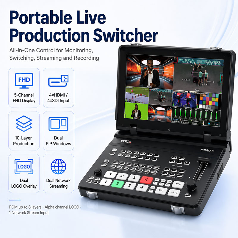 YXTCQ R3PRO-U 4Kライブビデオスイッチャー、4 - Audio Mixer 4 Channel のレビューと価格