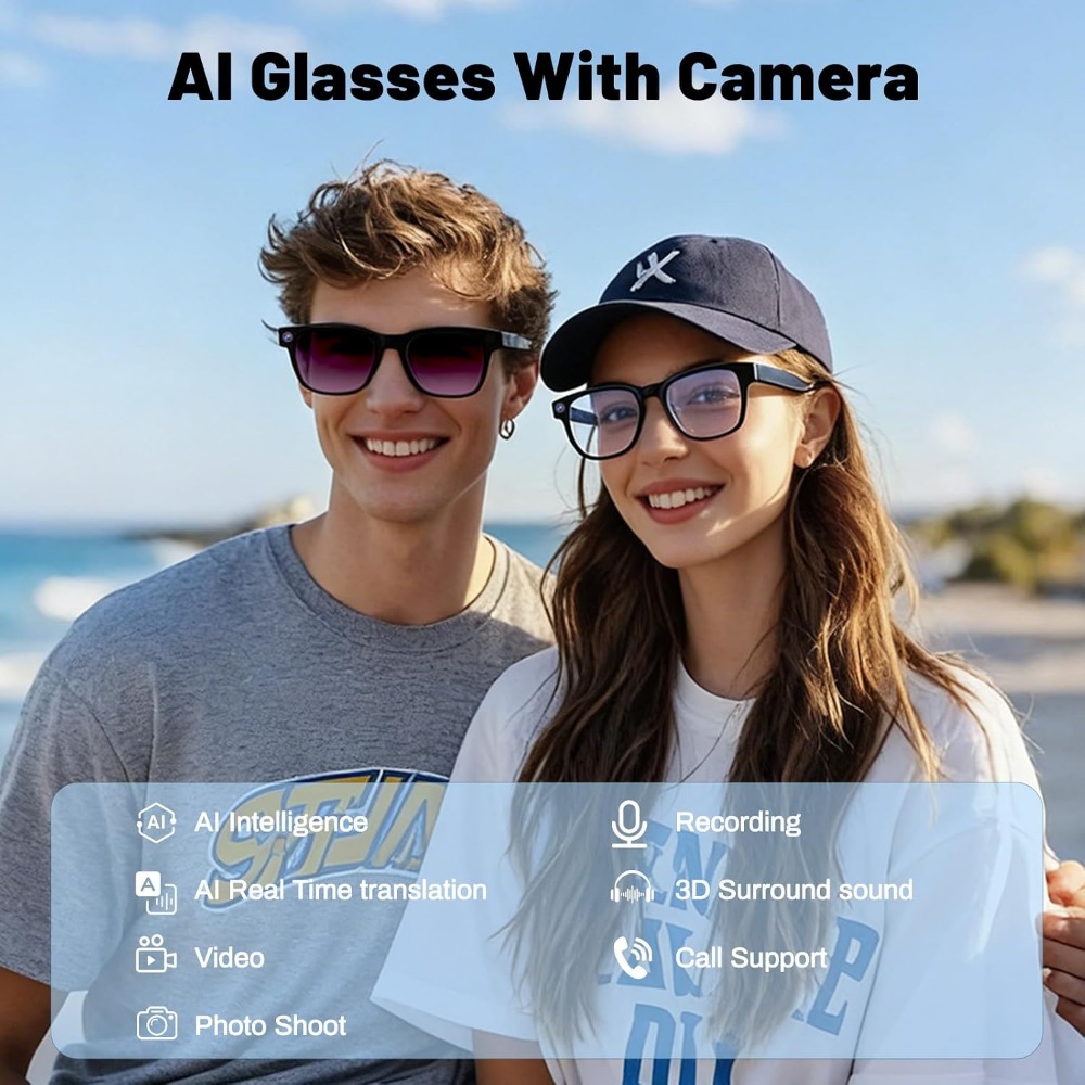 AI翻訳、Bluetooth通話、8時間音楽再生スマートグラ - Audio Musically のレビューと価格