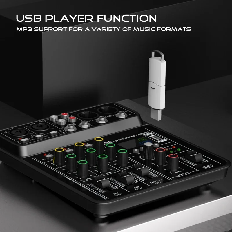 Bluetooth USB録音機能付きオーディオインターフェ - Audio Mixer 4 Channel のレビューと価格